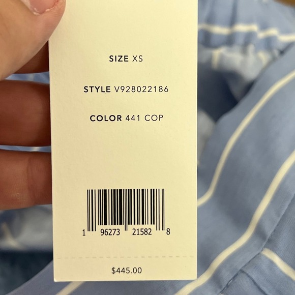 Vince Womens Pants XS NWT $445 Linen Cotton Stripe Blue Pant Pull On High Rise - Picture 7 of 9